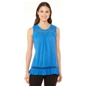 Lace Trim Woven Tank Tunic